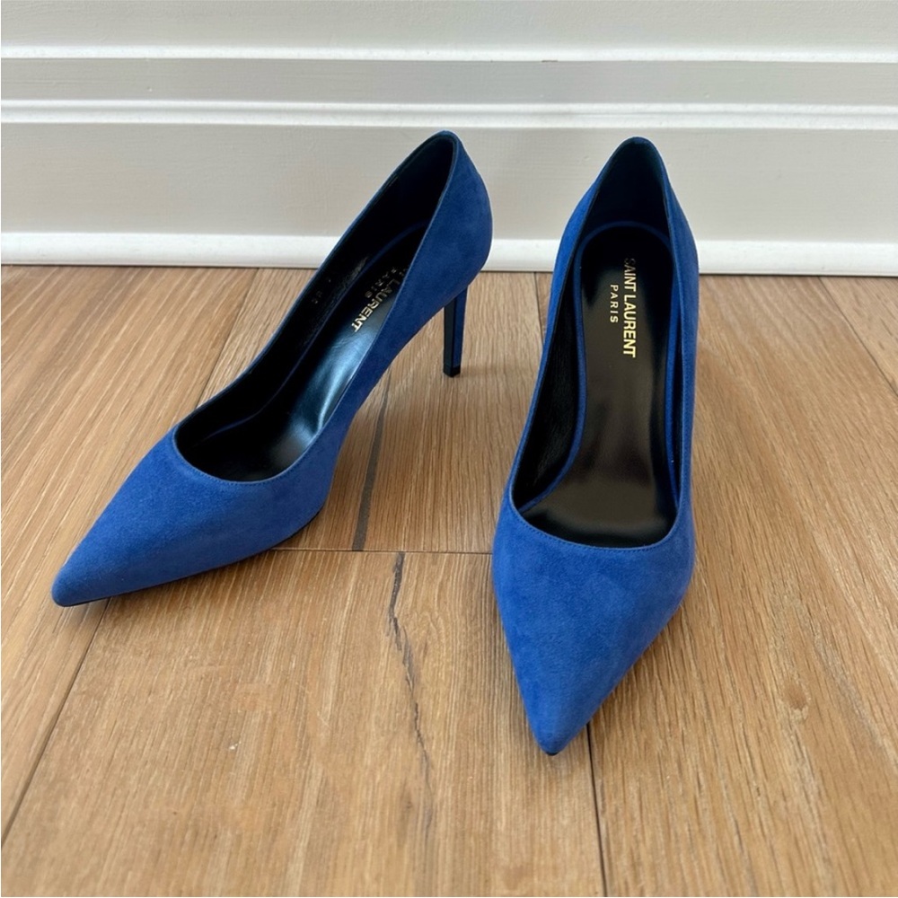 Saint Laurent Paris Blue Suede Pumps NWT